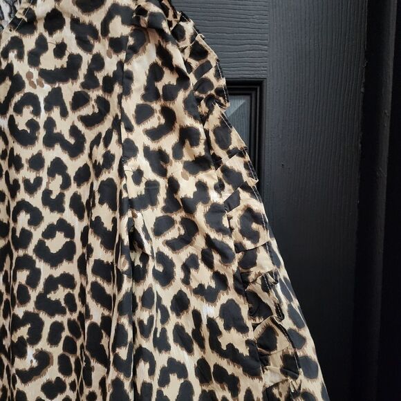 J. Crew Sz. M Leopard Print Ruffle-Sleeve Top Blouse - Picture 9 of 16